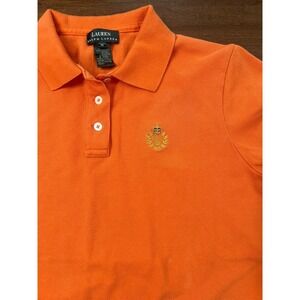 Lauren Ralph Lauren LRL Women's Collared Polo Shirt Medium Orange Short Sleeve